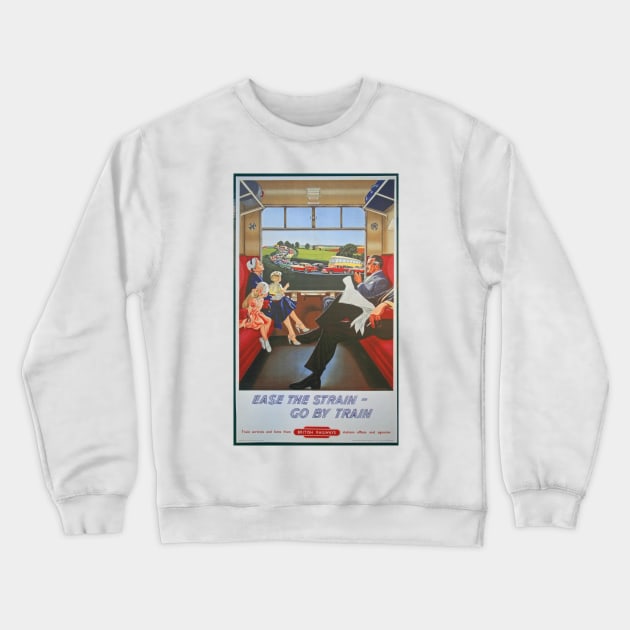 Ease The Strain, Go By Train Crewneck Sweatshirt by RedHillDigital